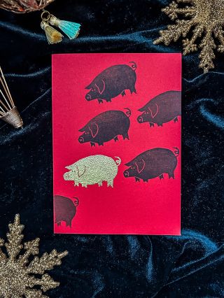 Vánoční přání s embosovanými (nový slovo!) detaily. Embosování je technika, která jde s razítky tak trochu ruku v ruce....